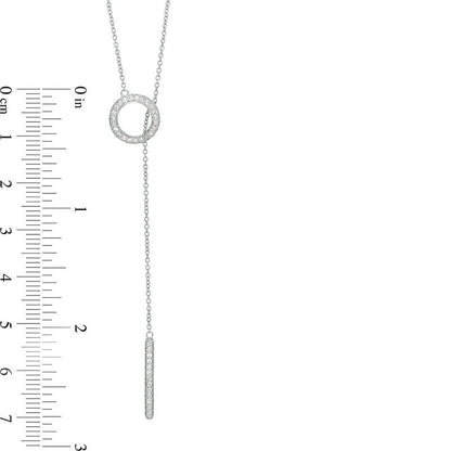 0.25 CT. T.W. Natural Diamond Circle and Vertical Bar Y" Necklace in Sterling Silver"