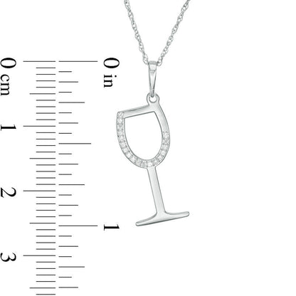 0.05 CT. T.W. Natural Diamond Laser-Cut Wine Glass Pendant in 10K White Gold