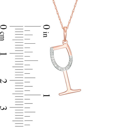 0.05 CT. T.W. Natural Diamond Laser-Cut Wine Glass Pendant in 10K Rose Gold