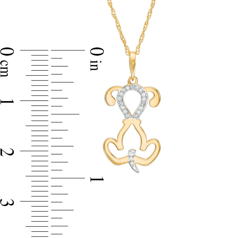 0.05 CT. T.W. Natural Diamond Laser-Cut Dog Pendant in 10K Yellow Gold