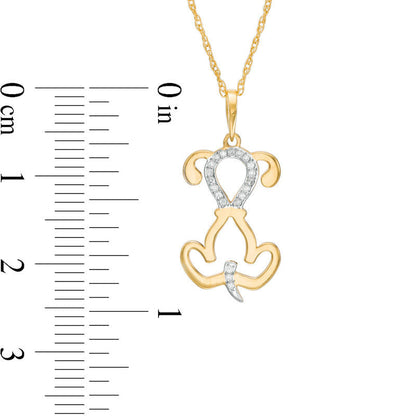 0.05 CT. T.W. Natural Diamond Laser-Cut Dog Pendant in 10K Yellow Gold