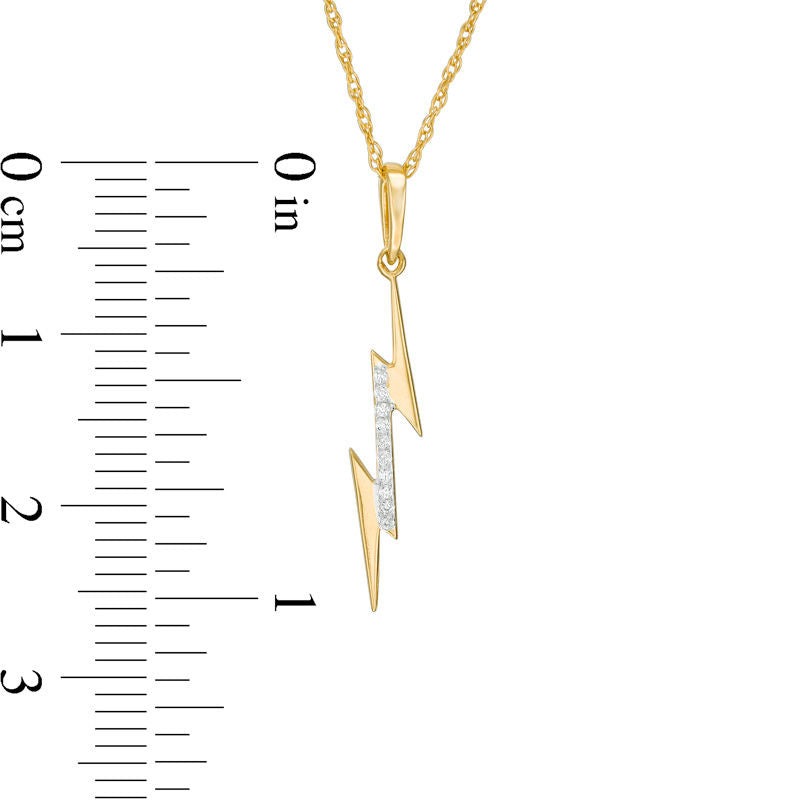 Natural Diamond Accent Laser-Cut Lightning Bolt Pendant in 10K Yellow Gold