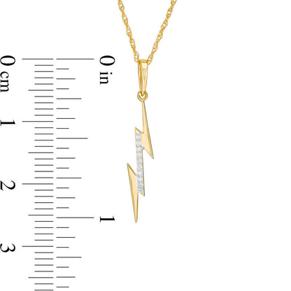 Natural Diamond Accent Laser-Cut Lightning Bolt Pendant in 10K Yellow Gold