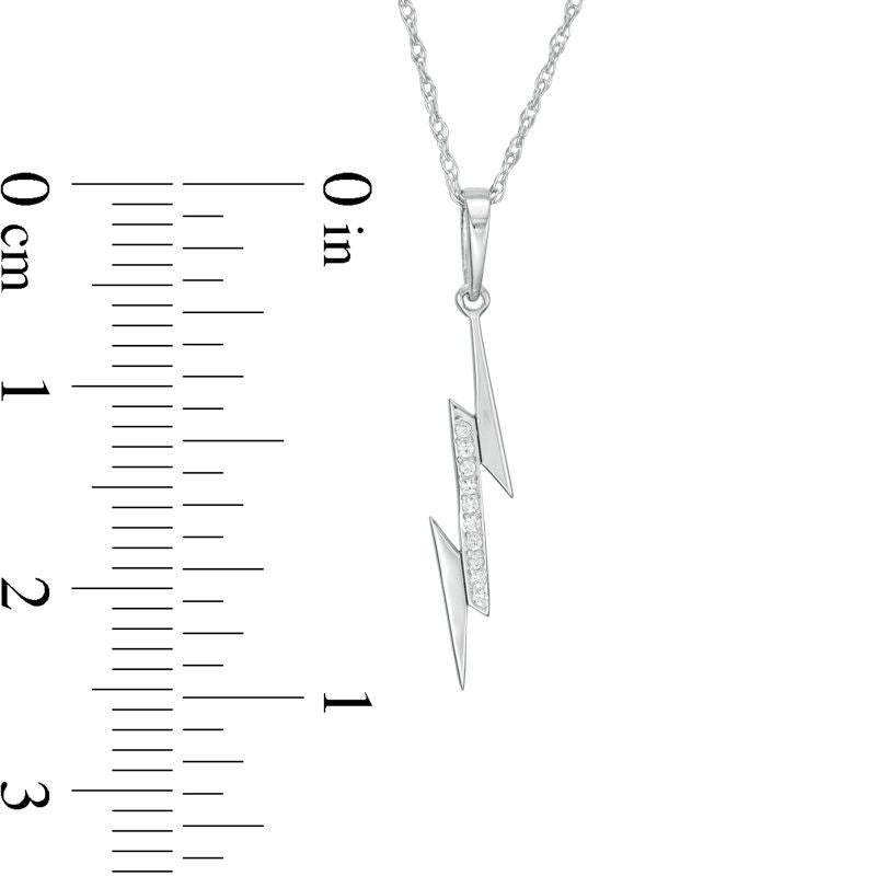 Natural Diamond Accent Laser-Cut Lightning Bolt Pendant in 10K White Gold