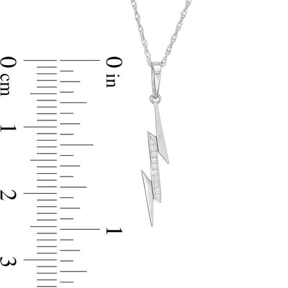 Natural Diamond Accent Laser-Cut Lightning Bolt Pendant in 10K White Gold