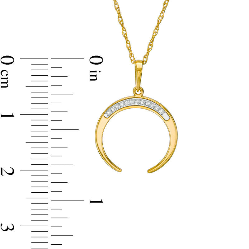 Natural Diamond Accent Laser-Cut Crescent Moon Pendant in 10K Yellow Gold