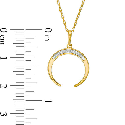 Natural Diamond Accent Laser-Cut Crescent Moon Pendant in 10K Yellow Gold