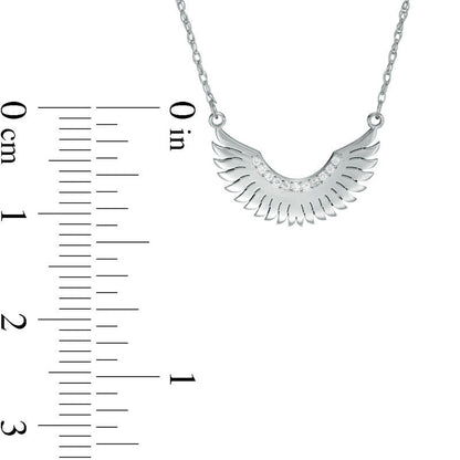 Natural Diamond Accent Laser-Cut Wings Necklace in 10K White Gold