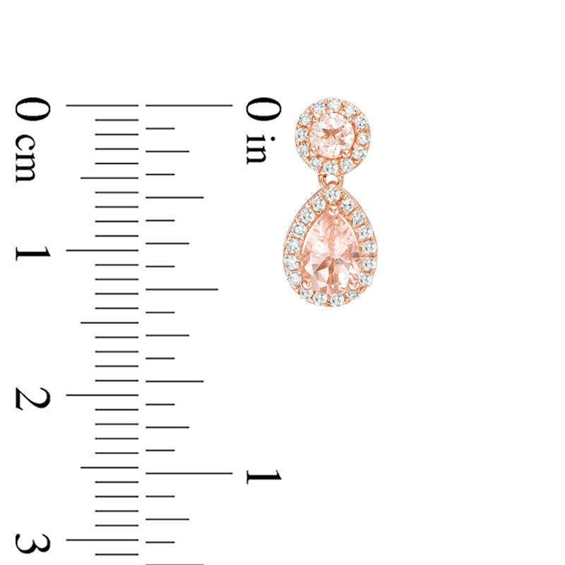 Morganite and 0.25 CT. T.W. Diamond Frame Drop Earrings in 10K Rose Gold