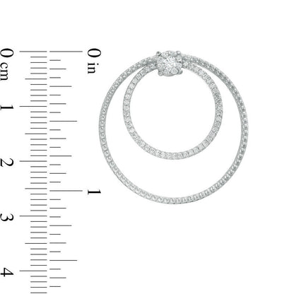 0.63 CT. T.W. Diamond Double Circle Drop Earrings in 10K White Gold