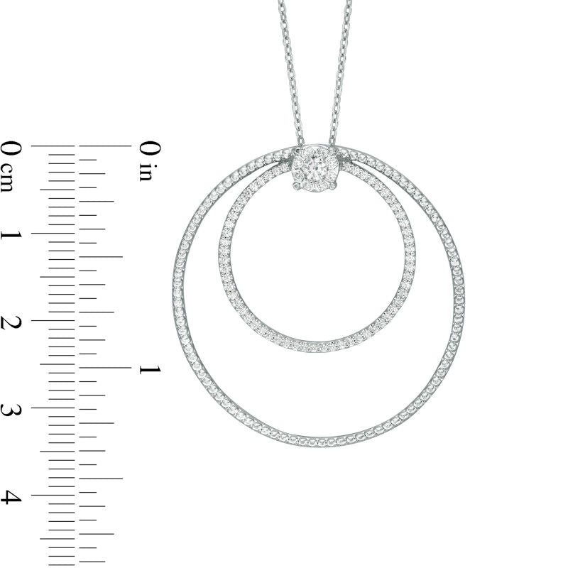 0.38 CT. T.W. Natural Diamond Double Open Circle Pendant in 10K White Gold