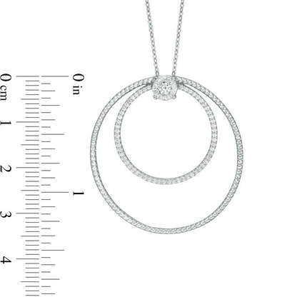 0.38 CT. T.W. Natural Diamond Double Open Circle Pendant in 10K White Gold