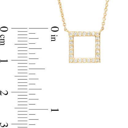 0.13 CT. T.W. Natural Diamond Open Square Necklace in 10K Yellow Gold