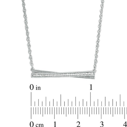 0.05 CT. T.W. Natural Diamond Crossover Bar Necklace in Sterling Silver - 17