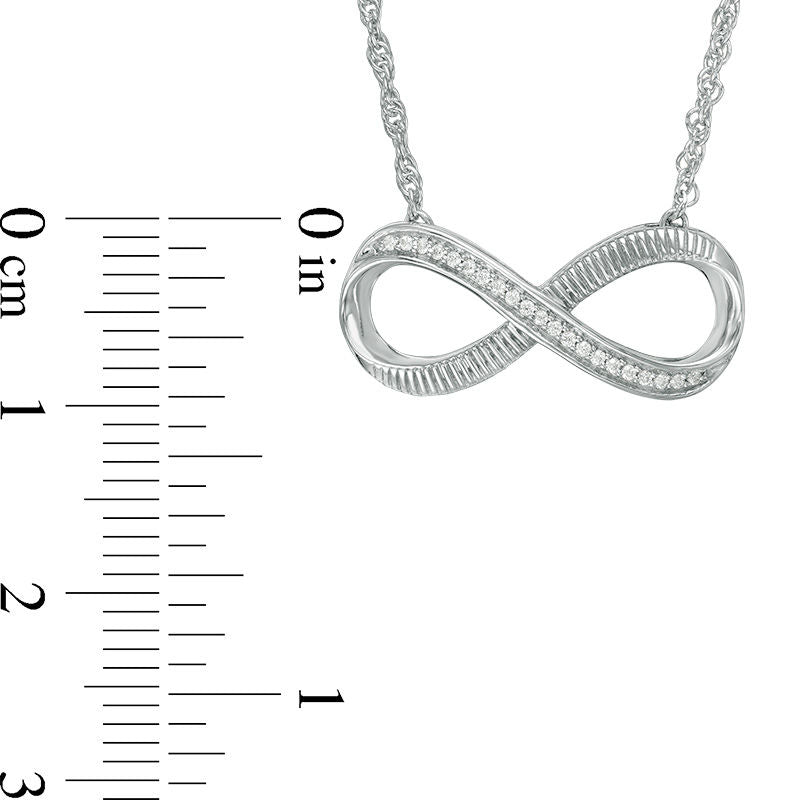 0.05 CT. T.W. Natural Diamond Sideways Infinity Necklace in Sterling Silver - 17.5