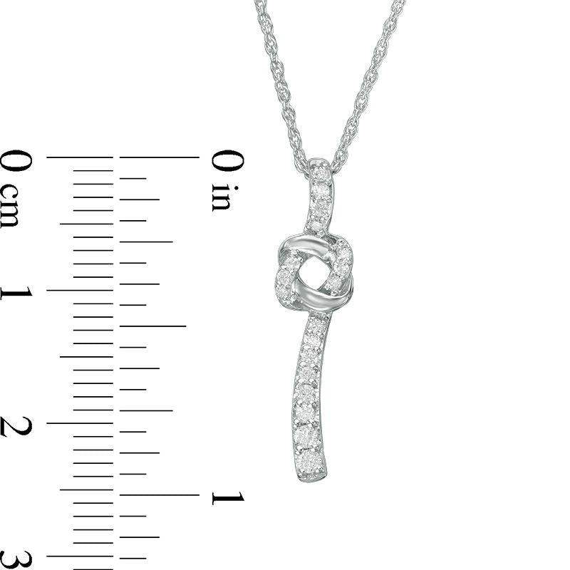 0.17 CT. T.W. Natural Diamond Love Knot Pendant in Sterling Silver