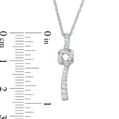 0.17 CT. T.W. Natural Diamond Love Knot Pendant in Sterling Silver