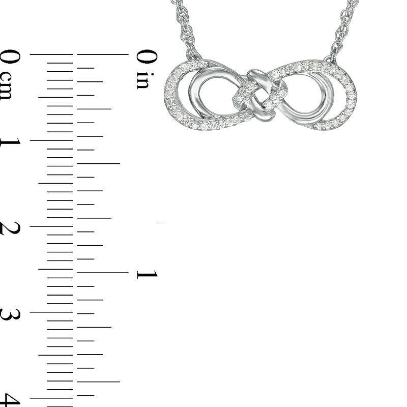 0.17 CT. T.W. Natural Diamond Love Knot Double Sideways Infinity Necklace in Sterling Silver