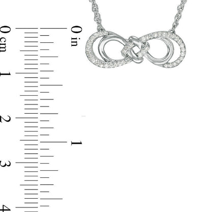 0.17 CT. T.W. Natural Diamond Love Knot Double Sideways Infinity Necklace in Sterling Silver