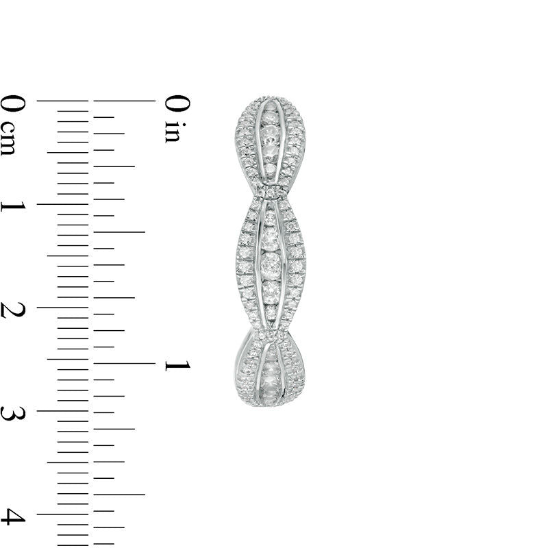 2 CT. T.W. Diamond Marquise Scallop Hoop Earrings in 10K White Gold