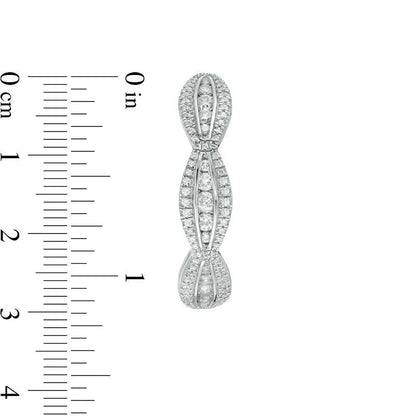 2 CT. T.W. Diamond Marquise Scallop Hoop Earrings in 10K White Gold