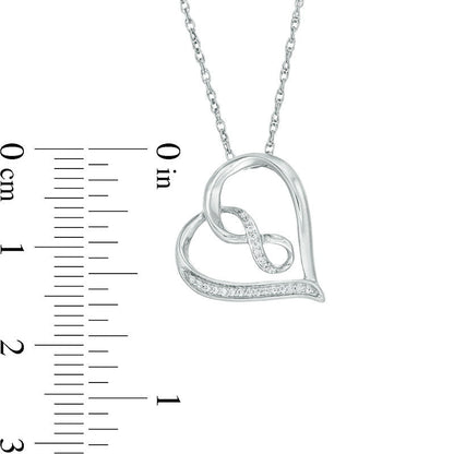 0.05 CT. T.W. Natural Diamond Infinity Tilted Heart Pendant in 10K White Gold