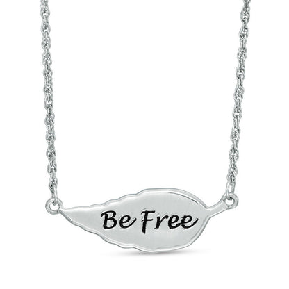 0.05 CT. T.W. Natural Diamond Feather Be Free" Message Necklace in Sterling Silver - 17""