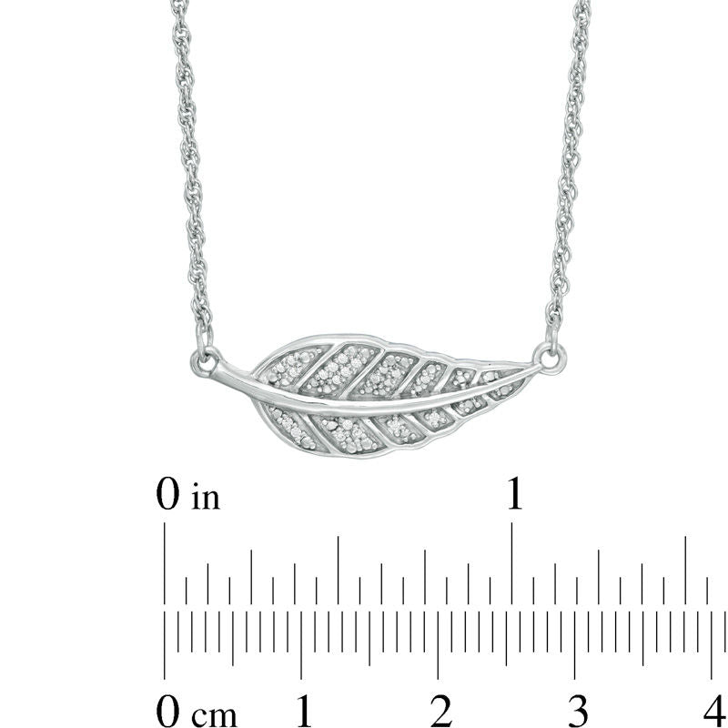 0.05 CT. T.W. Natural Diamond Feather Be Free" Message Necklace in Sterling Silver - 17""