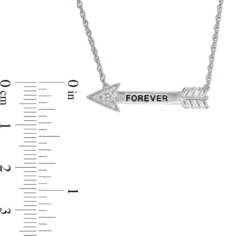 Natural Diamond Accent FOREVER" Arrow Necklace in Sterling Silver - 17""
