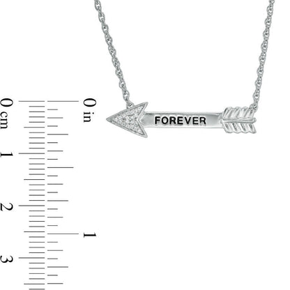 Natural Diamond Accent FOREVER" Arrow Necklace in Sterling Silver - 17""