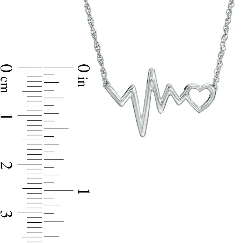 Heart and Heartbeat Necklace in Sterling Silver - 17