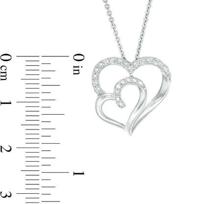 0.25 CT. T.W. Natural Diamond Double Heart Pendant in Sterling Silver