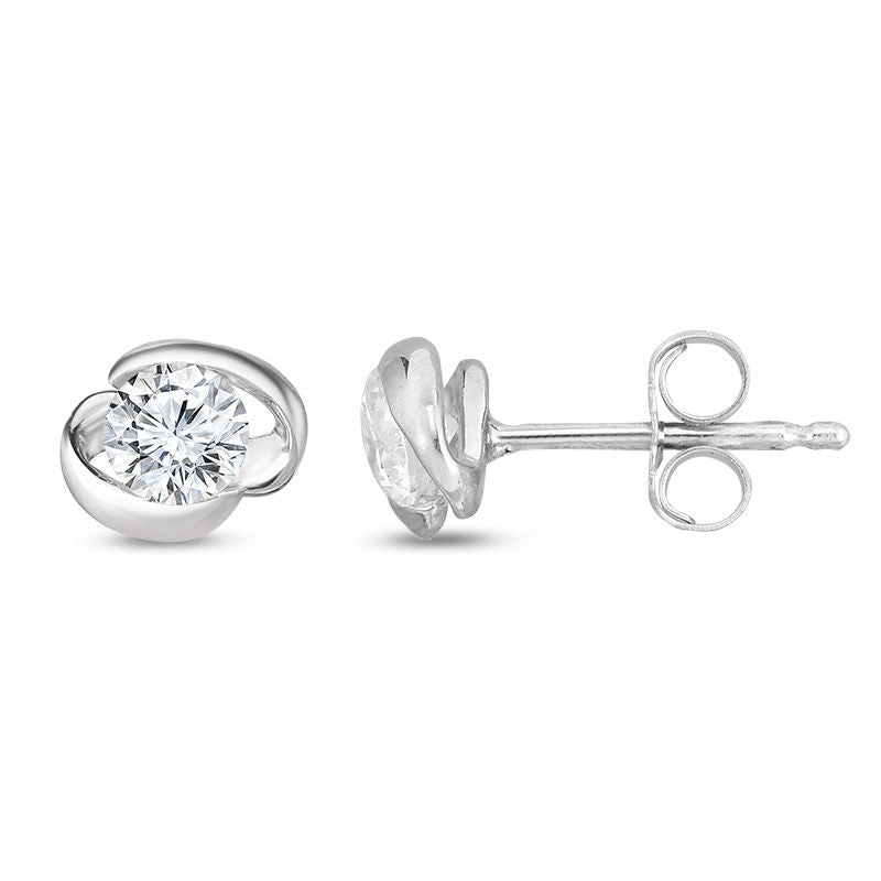 0.5 CT. T.W. Diamond Solitaire Ribbon Stud Earrings in 14K White Gold