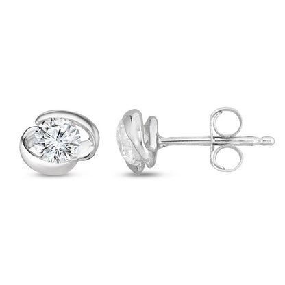 0.5 CT. T.W. Diamond Solitaire Ribbon Stud Earrings in 14K White Gold