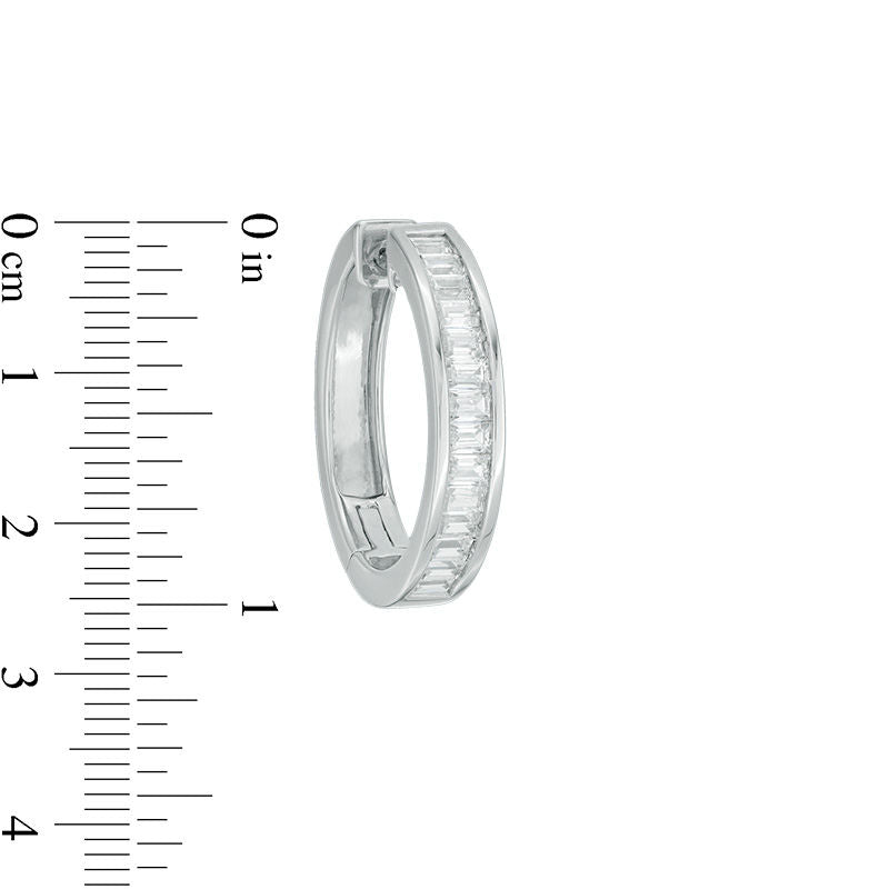 1.5 CT. T.W. Baguette Diamond Hoop Earrings in 14K White Gold