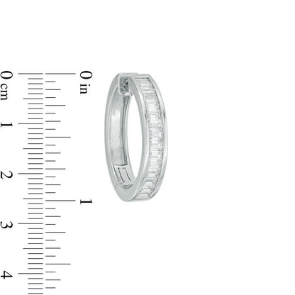 1.5 CT. T.W. Baguette Diamond Hoop Earrings in 14K White Gold