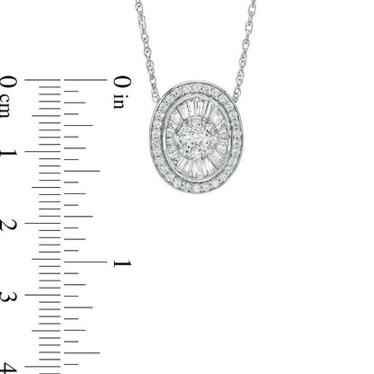 1 CT. T.W. Composite Natural Diamond Oval Frame Pendant in 10K White Gold
