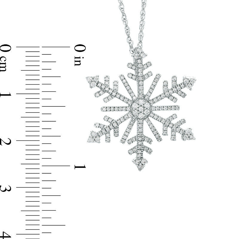 0.5 CT. T.W. Natural Diamond Snowflake Pendant in 10K White Gold