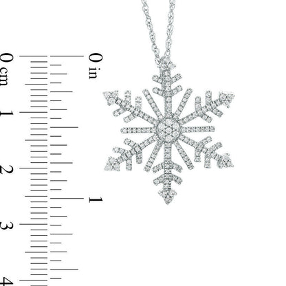 0.5 CT. T.W. Natural Diamond Snowflake Pendant in 10K White Gold