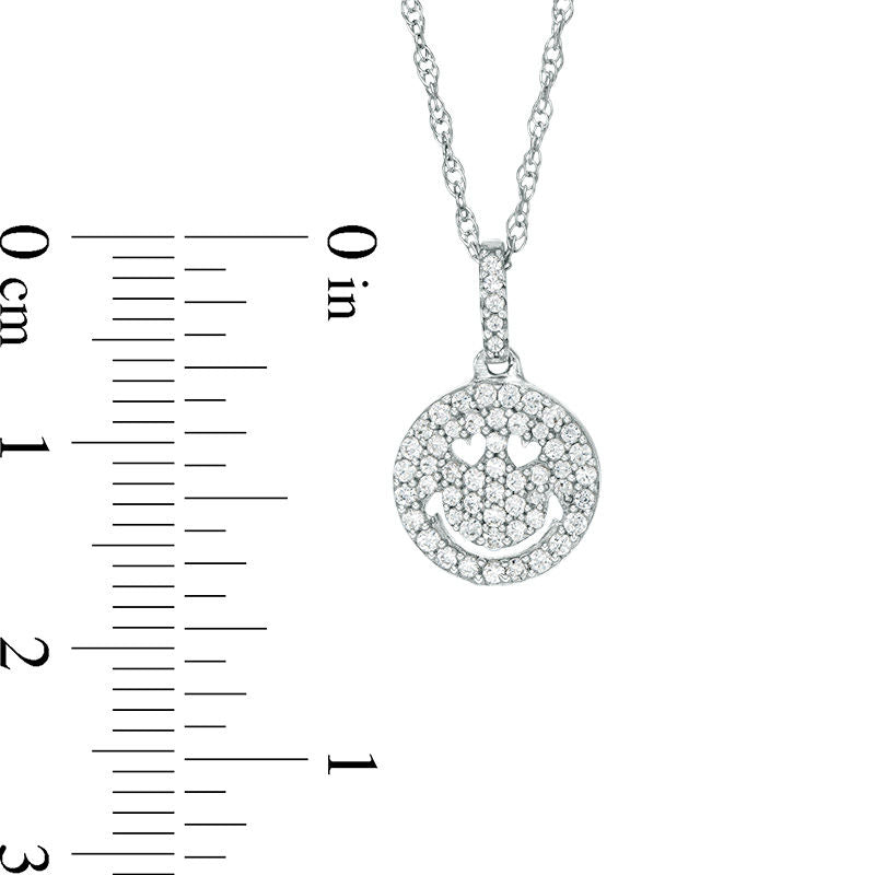 0.25 CT. T.W. Natural Diamond Heart Eyes Smile Pendant in 10K White Gold