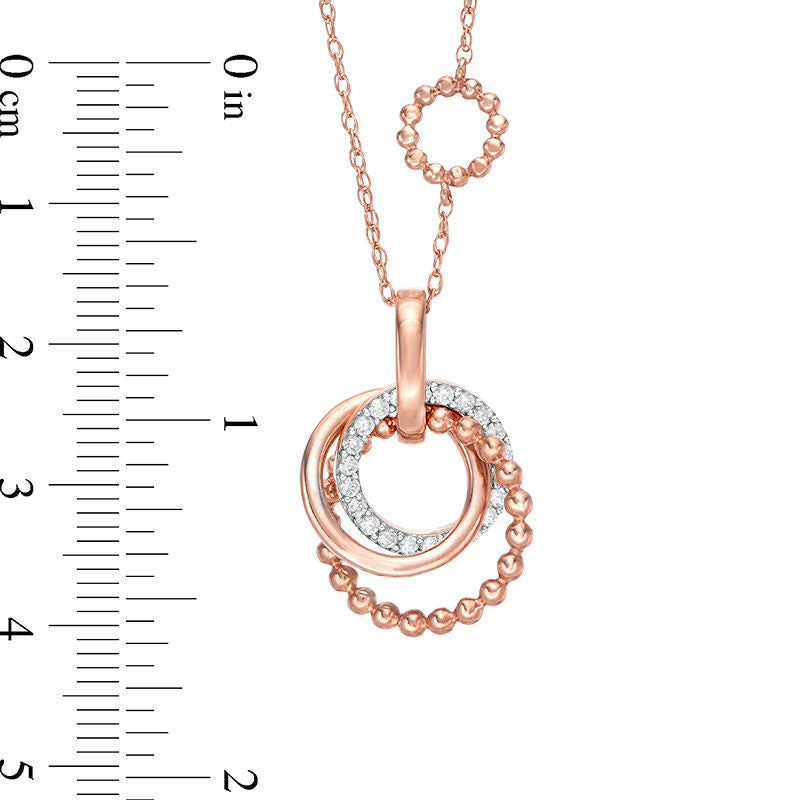 0.33 CT. T.W. Natural Diamond Interlocking Circles Pendant in 10K Rose Gold