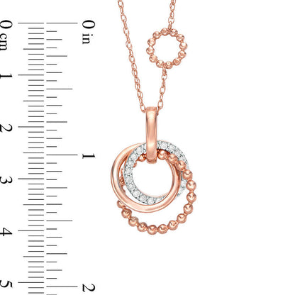0.33 CT. T.W. Natural Diamond Interlocking Circles Pendant in 10K Rose Gold