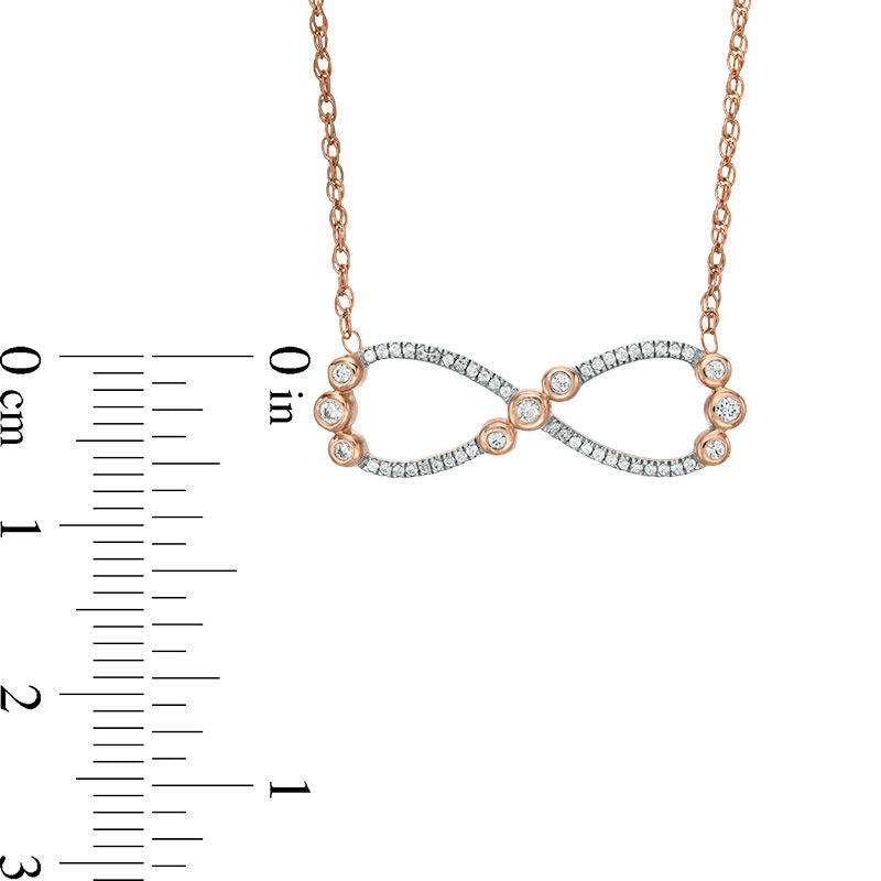 0.17 CT. T.W. Natural Diamond Infinity Necklace in 10K Rose Gold
