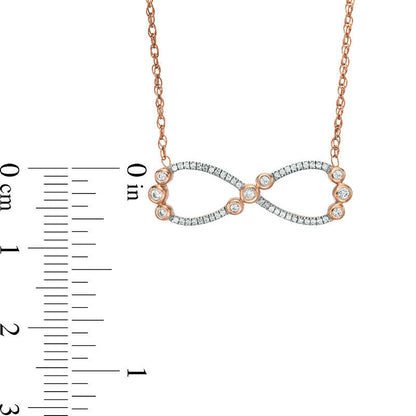 0.17 CT. T.W. Natural Diamond Infinity Necklace in 10K Rose Gold