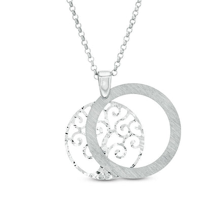 Natural Diamond-Cut Tree of Life Pendant in Sterling Silver