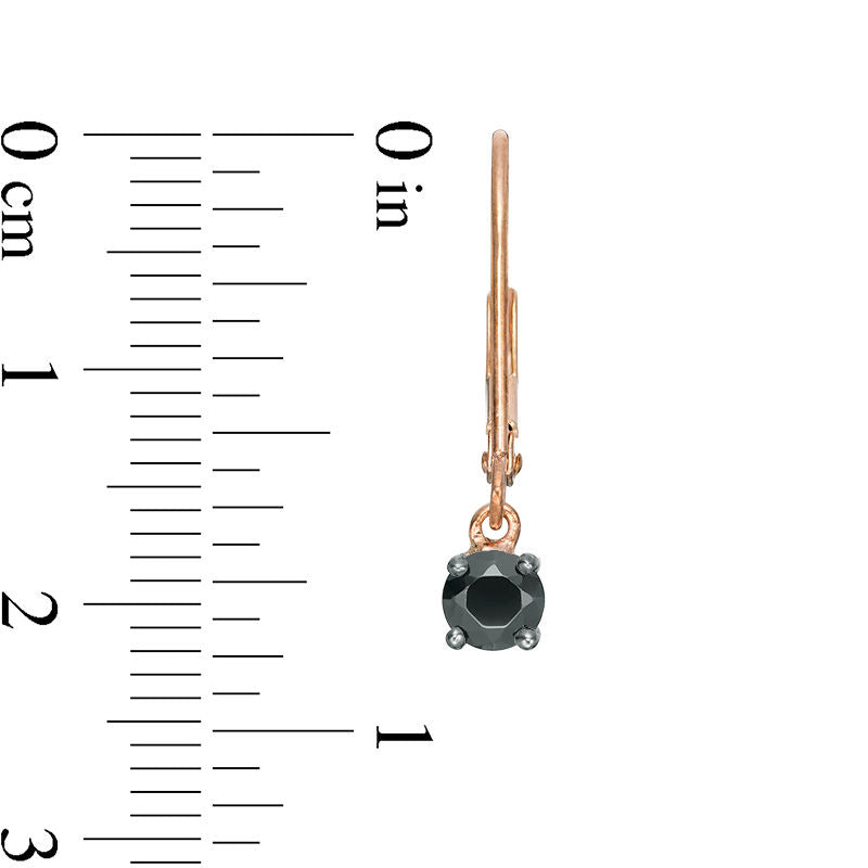 1 CT. T.W. Enhanced Black Diamond Solitaire Drop Earrings in 10K Rose Gold