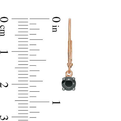1 CT. T.W. Enhanced Black Diamond Solitaire Drop Earrings in 10K Rose Gold