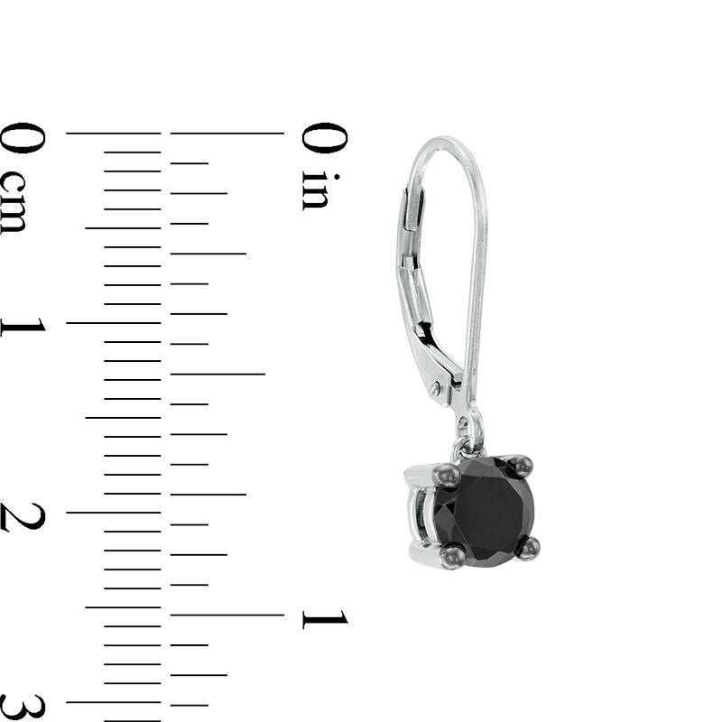 1.5 CT. T.W. Enhanced Black Diamond Solitaire Drop Earrings in 10K White Gold