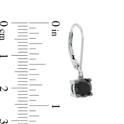 1.5 CT. T.W. Enhanced Black Diamond Solitaire Drop Earrings in 10K White Gold