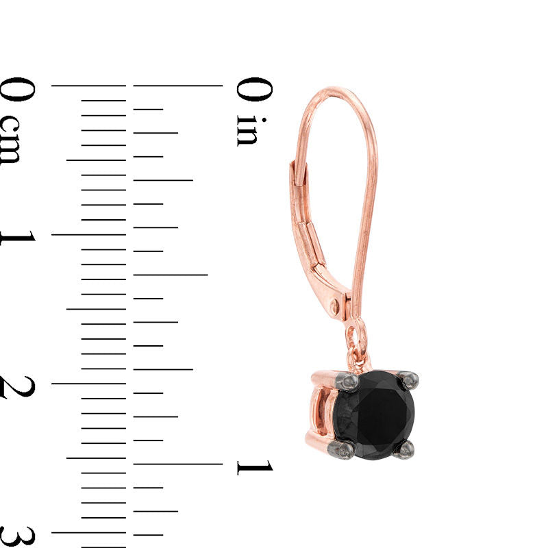1.5 CT. T.W. Enhanced Black Diamond Solitaire Drop Earrings in 10K Rose Gold